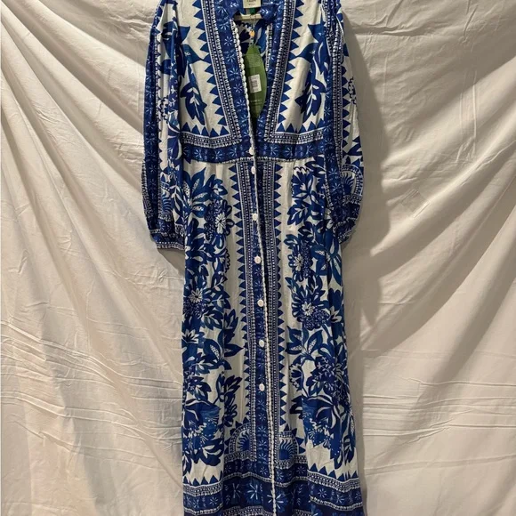 Blue and White Farm Rio Floral Maxi Dress - NWT - Picture 2 of 6